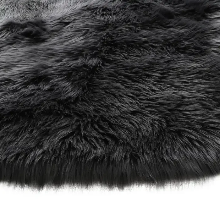 “Cozy Collection” 4×6 Ultra Soft Gray Fluffy Faux Fur Sheepskin Area Rug