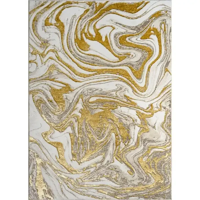 “Paz” 5‘ x 8‘ Gold/White Abstract Area Rug