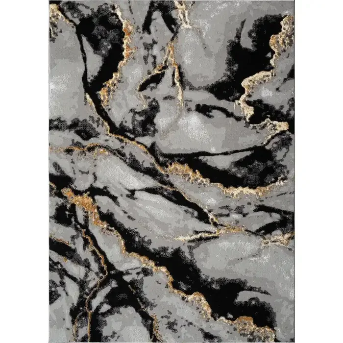 “Tali” 2‘ x 3‘ Gray/Black/Gold Abstract Area Rug