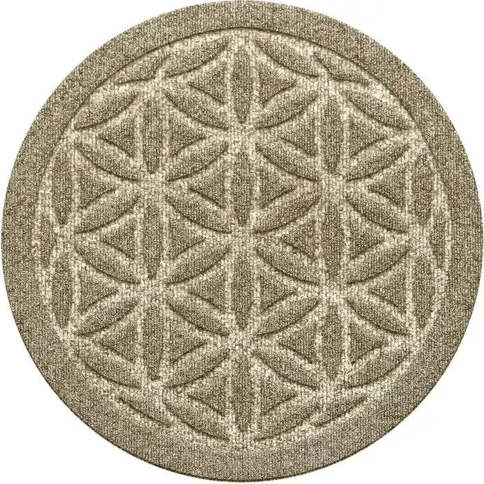 “Waterhog Flower of Life Camel 17 in. x 17 in. Polyester Rubber Indoor/Outdoor Plant Trivet Floor Mat (Set of 2)”