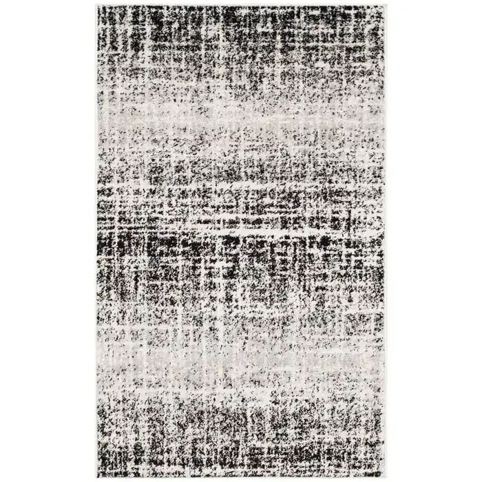 Adirondack Ivory/Black Doormat 3 ft. x 5 ft. Solid Gradient Area Rug