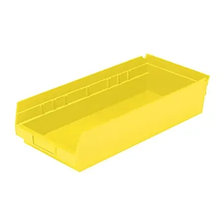 Akro-Mils Grease/Oil Resistant Shelf Bin, Small Size, 4″ x 8 3/8″ x 18″, Yellow
