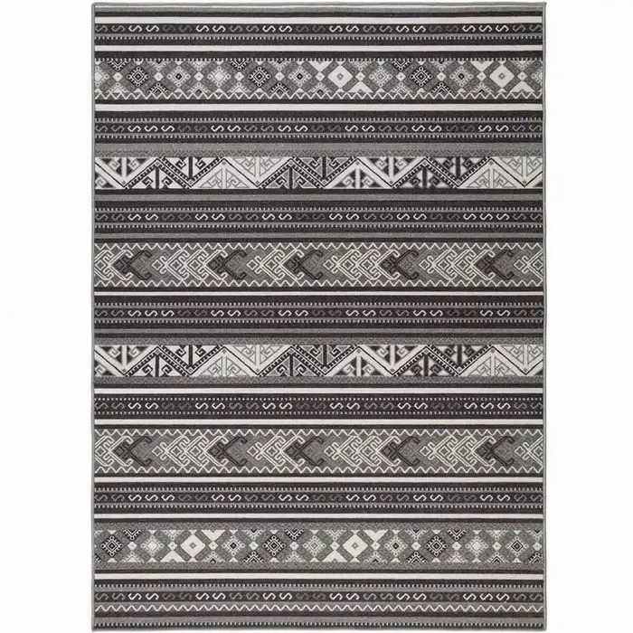 Black Polypropylene 6 ft. 7 in. x 9 ft. Geometric Indoor Area Rug