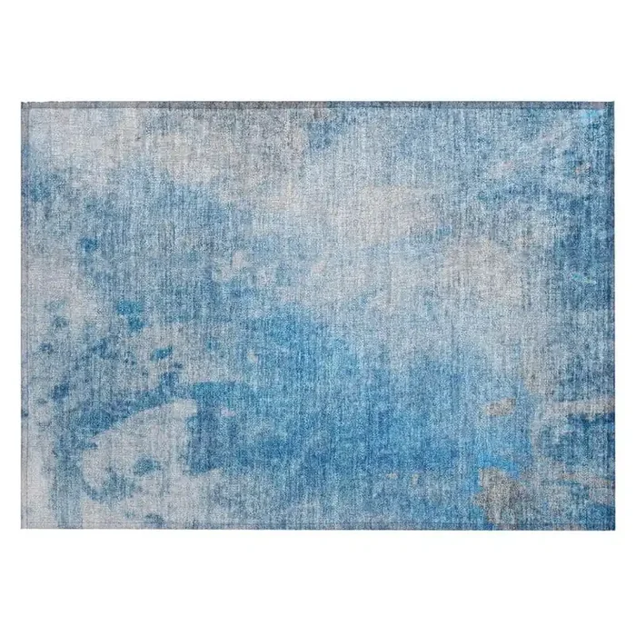 Blue and Gray 2 ft. x 3 ft. Woven Abstract Rectangle Indoor/Outdoor Area Rug
