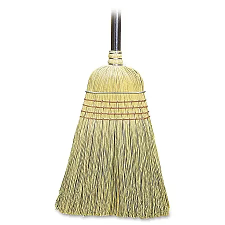Genuine Joe Warehouse Broom – Corn Fiber Bristle – 38″ Handle Length – 57″ Overall Length – Lacquered Wood Handle – 6 / Carton – Natural