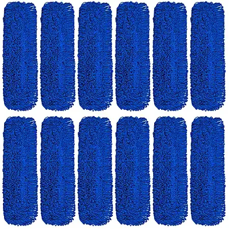 Gritt Commercial Microfiber Looped Dust Mop Pad Head, 36″, Blue, Pack Of 12 Pad Heads