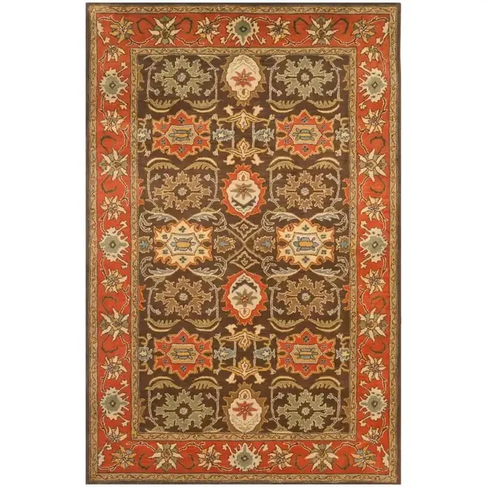 Heritage Chocolate/Tangerine 5 ft. x 8 ft. Border Area Rug