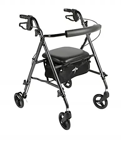Medline Guardian Ultralight Rollator, 6″ Wheels, Black