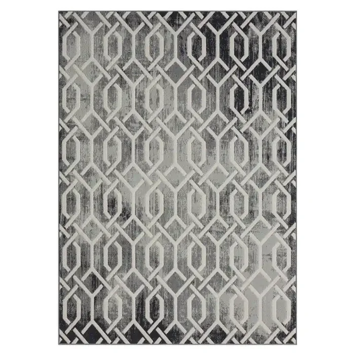 Rose Ivory/Gray 8 ft. x 10 ft. Trellis Transitional/Casual Polyester Rectangle Area Rug