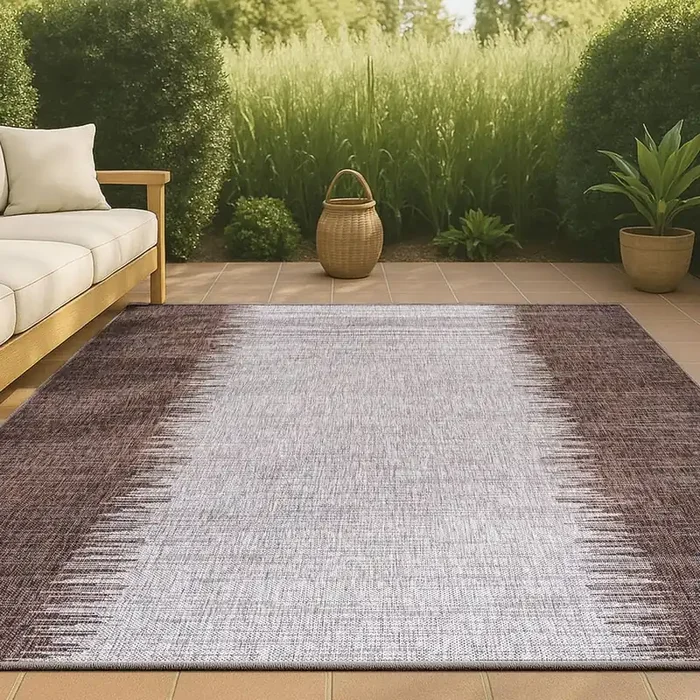 Tavira Modern Stripe Brown/Beige 3 ft. x 5 ft. Indoor/Outdoor Area Rug