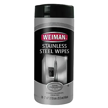 Weiman® Stainless Steel Wipes, 7″ x 8″, Canister Of 30