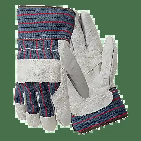 Wells Lamont R3 Safety Large Leather Palm Gloves, Gray/Blue/Red